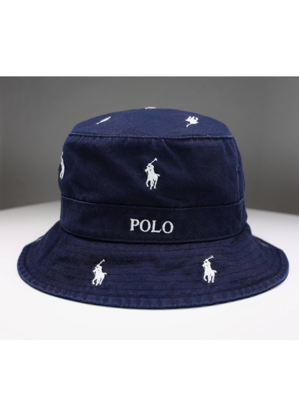 NWT Polo Ralph Lauren Allover Pony Beachside Bucket Hat Dark Navy S/M, L/XL